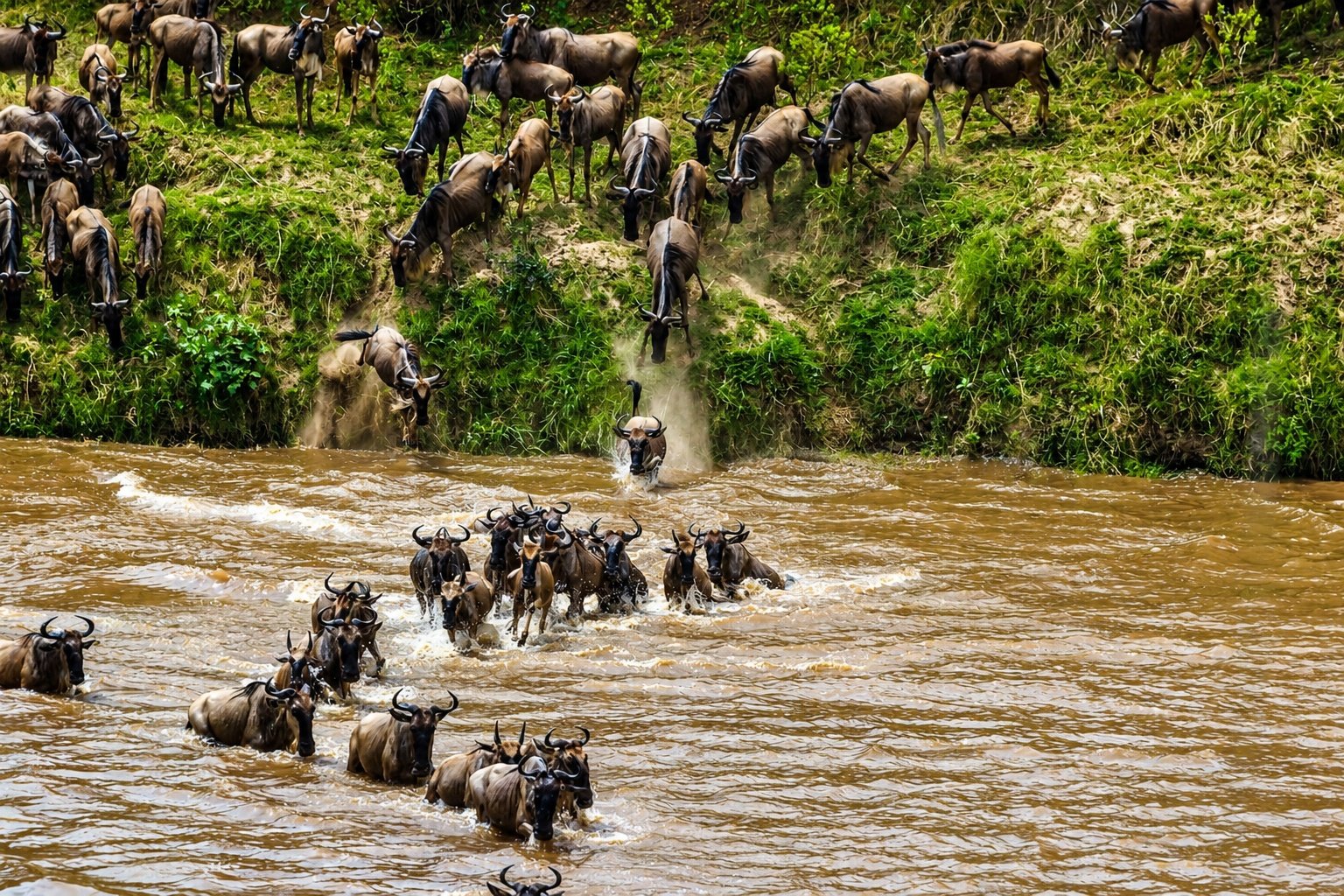 Great Migration river crossing in Tanzania